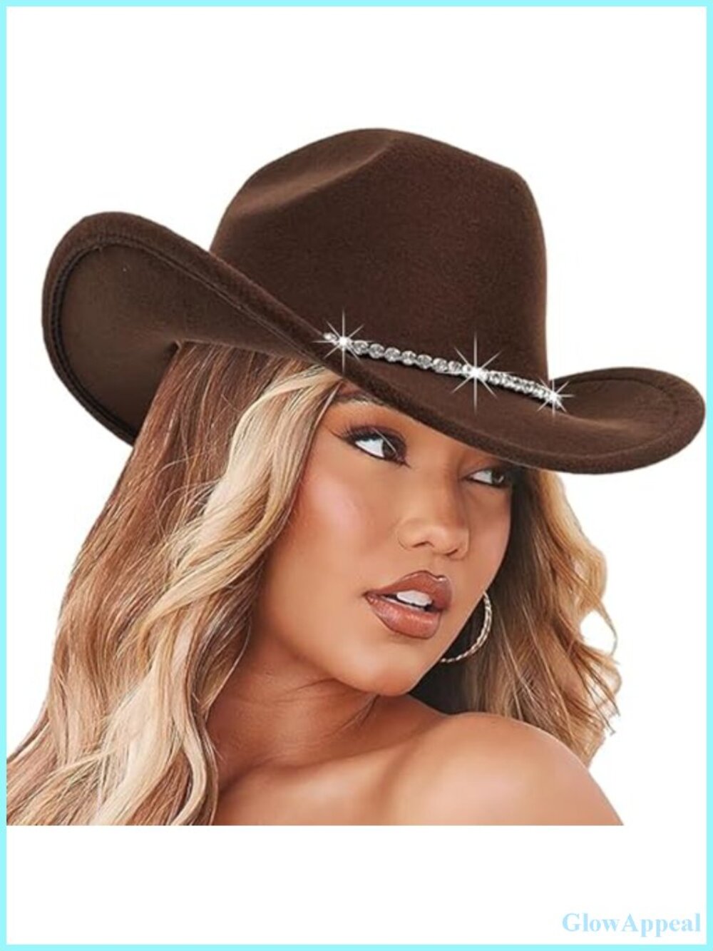 Women's Cowgirl Hat with Rhinestones Felt Western Cowboy Party Accessory